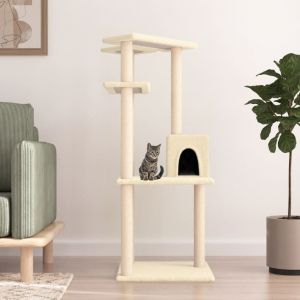 VidaXL Arbre À Chat Avec Griffoirs En Sisal Crème 123 Cm