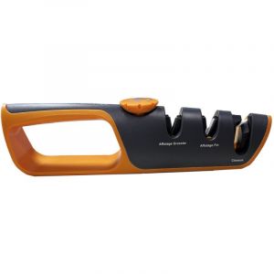 Venteo Aiguise Tout Reglable | | Aiguiseur De Couteaux Professionnel À 3 Niveaux | Molette D'ajustement Pour Le Réglage De L'angle | Affûte Les Lames Droites Et Dentelées | Aiguiseur Manuel Pour Couteaux De Cuisine| Aiguiseur Pour Ciseaux | Poignée Ergono