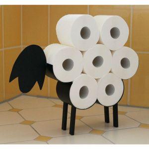 Porte-rouleau de papier hygiénique Dandibo en métal noir en forme de mouton, support de rouleau de papier toilette autonome.