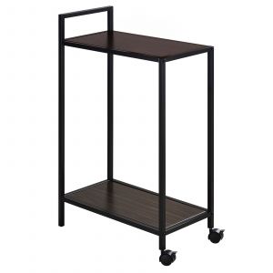 Idimex Desserte à roulettes RIVO, chariot de service pour cuisine, structure en métal et plateau en bois couleur noir et noyer