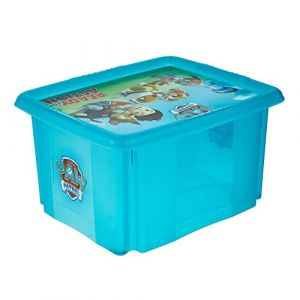 Keeeper La Pat' Patrouille Boîte de Rangement avec Couvercle, Pivotante et Empilable, Pour Enfants, 24 L, Karolina, Fresh Blue Transparent