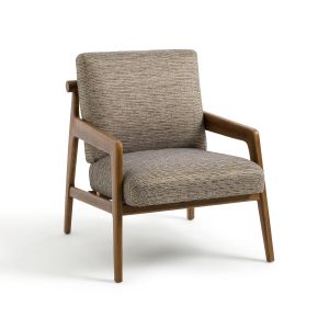 Fauteuil vintage tissu chiné et c ne, Vinato Gris Doré Taille Taille Unique
