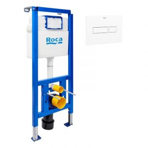 Roca B&acirc;ti-support WC suspendu, installation sur cloison l&eacute;g&egrave;re, hauteur 112 cm, chasse 2/4-6 L + plaque blanche (ROW02-FR)