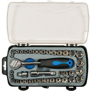 Silverline COFFRET DE DOUILLES METRIQUES ET IMPERIALES DE 1/4 ET 3/8 39 PIECES