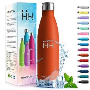 HoneyHolly Gourde Isotherme - 500ML - Gourde Inox sans BPA, Gourde Sport Étanche, Réutilisable, Bouteille Isotherme, Processus de revêtement en Poudre, Gourde Metal pour Running, École, Bureau, Foot