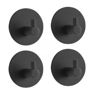 MSV 4 crochets muraux pour serviette KHEO Noir mat