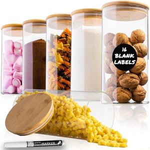 Bocaux de Conservation en Verre Deco haus 6 pcs - Herm&eacute;tiques pour C&eacute;r&eacute;ales et Spaghetti