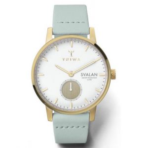 Image de Triwa Montre SVST105SS - Ivory Svalan Boitier Métal Doré Cadran Blanc Bracelet Cuir Bleu Femme