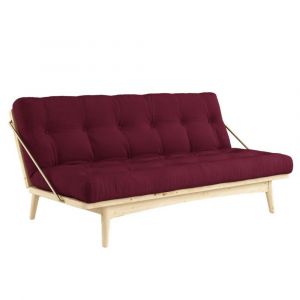 Image de Inside75 Banquette futon folk en pin massif coloris bordeaux couchage 130 x 190 cm. - bordeaux