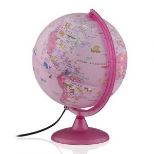 Globe terrestre lumineux Ø 25 cm Zoo rose