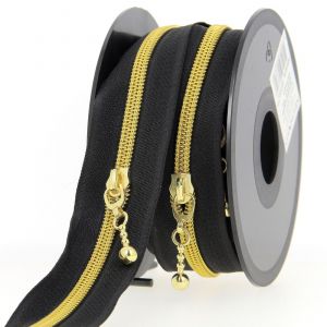 Fermeture à glissière Spirale N°4 avec avec tirettes rondes - Milward Noir et Or - Noir et Or