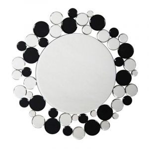 Prix Miroir Mural Design Bubble 80cm Argent & Noir