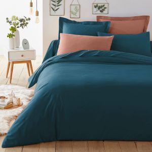Housse de couette unie en polycoton, Scenario Bleu De Prusse Taille 140X200 cm;160X210 cm;200X200 cm;240X220 cm;260X240 cm;150x200 cm
