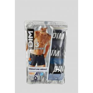 DIM Boxer Homme Bleu Coton Stretch Regul'activ T4 - Le Lot De 3