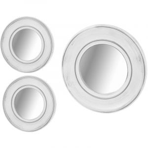 Unimasa Set de 3 miroirs muraux blanc et argent 39 et 24 cm