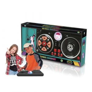 Deqube - Table de mixage DJ avec différentes bases et effets, comprend une boule lumineuse disco, connexion Bluetooth aux appareils, couleur noire, moyen (916D00040)