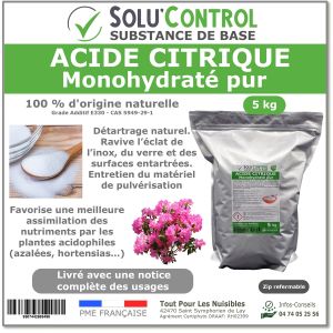 Tout Pour Les Nuisibles - Acide citrique pur 5 kg D&eacute;tartrant naturel et multi-usage
