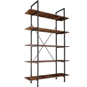 Grande étagère bibliot que au look industriel/ vintage 5 niveaux 179,5 cm marron 08_0000254
