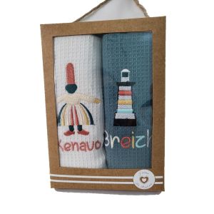 Eden 1001kdo Hygiene&beaute - Lot de 2 torchons 50 x 70 cm Bigouden et phare