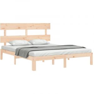 VidaXL Cadre de lit avec t&ecirc;te de lit 160x200 cm bois massif