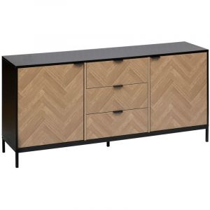 Five Buffet 2 portes et 3 tiroirs en bois et métal chevrons