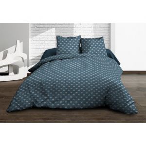 Housse de Couette 240x260 + 2 taies - Pur Coton 57 Fils - Alya, Bleu