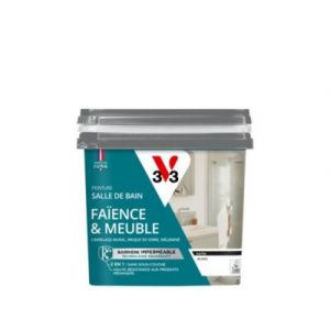 V33 Peinture de r&eacute;novation fa&iuml;ence et meuble de salle de bain blanc satin 750ml