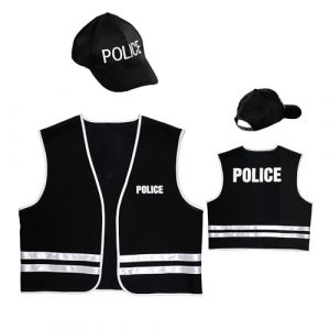 Widmann W 523 Gilet de Police, pour Adulte, fête et Carnaval, Mens, 11010239, Noir, Taglia Unica