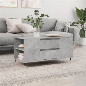 VidaXL Table basse gris béton 102x44,5x50 cm bois d'ingénierie