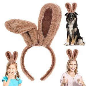 Sibba Serre-Tête Oreilles de Lapin en Peluche 1 Pièce Accessoire Pour Pâques Cosplay Fête à Thème de Noël Déguisement pour Enfants Filles et Femmes
