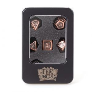 Epic Forge - Lot de 7 d&eacute;s m&eacute;tal 14mm (bo&icirc;te m&eacute;tal) - Bronze &eacute;maill&eacute;