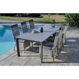 Ozalide Ensemble repas en résine tressée Faro - 6 Personnes - Gris - Gris