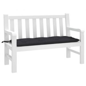 VidaXL Coussin de Banc de Jardin Revêtement de Banc avec Jeux de Cordes Coussin dExtérieur Imperméable Noir 120x50x7 cm 361590