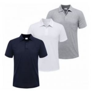 Polo Homme &Agrave; Manches Courtes (Lot De 3 ) Bleu Marine &ndash; Blanc &ndash; Gris