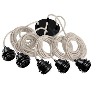 Hang-5 Suspension Plafonnier en Lin Français - Brut - 5 Fils 3,50m