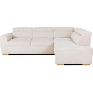 Canapé d'angle convertible réversible - 4 places - KELIO - Tissu Lincoln - Perle - 297 x 155 x 87 cm