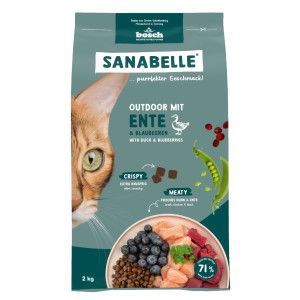 Sanabelle Outdoor avec du canard et des myrtilles pour chat 8 kg