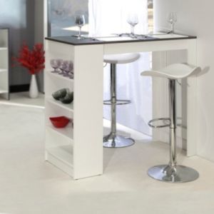 Image de Symbiosis 8080A2198X00 Contemporain Table Bar avec Rangements Blanc mat /Béton 115 x 50 x 102,7 cm