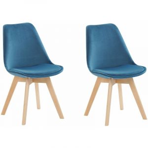 Beliani Lot de 2 chaises en velours bleu DAKOTA II