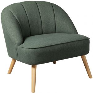 Atmosphera Fauteuil en velours et pieds en bois naova