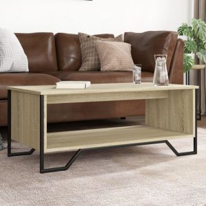 VidaXL Table basse chêne sonoma 100x51x40 cm bois d'ingénierie, table d'appoint, table de salon, table latérale, bout de canapé, table centrale