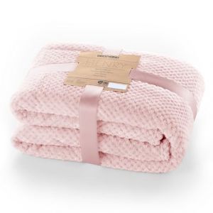 DecoKing Plaid en Microfibre, tr&egrave;s Doux, Couverture Douillette, Style scandinave, pour Le Salon et la journ&eacute;e, Polyester, Rose., 170 x 210 cm