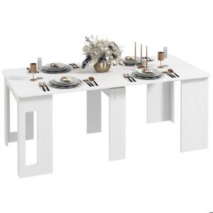 Homcom Table console extensible 6 personnes avec rallonges intégrées 85 x 60-180 x 75 cm blanc