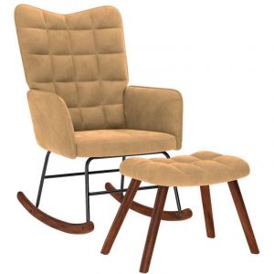 VidaXL Chaise à bascule avec repose-pied marron velours