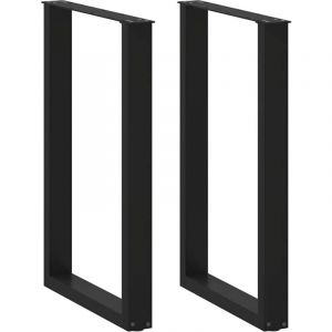 VidaXL Pieds de table basse forme de u 2 pcs noir 60x(90-91) cm acier 276919