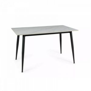 Table rectangle "Rion" - Blanc/cadre noir - L 160 x l 90 cm