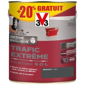V33 Peinture sol intérieur Trafic Extrême graphite satiné 2 5L + 20% gratuit