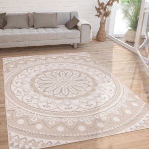Paco Home - Tapis Exterieur Terrasse Salon Cuisine Motif Oriental Marocain Moderne Ethnique 60x100 cm, Sable