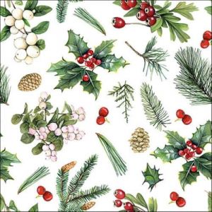Ambiente 20 serviettes papier hiver végétal noël 33cm blanc 33316495