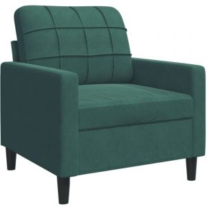 VidaXL Fauteuil Vert fonc&eacute; 60 cm Velours, fauteuil, canap&eacute; confortable, si&egrave;ge de canap&eacute;, canap&eacute;, fauteuil de club, fauteuil tv, canap&eacute; de relaxation